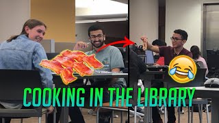 Cooking Bacon at a College Library PRANK!! (2019)