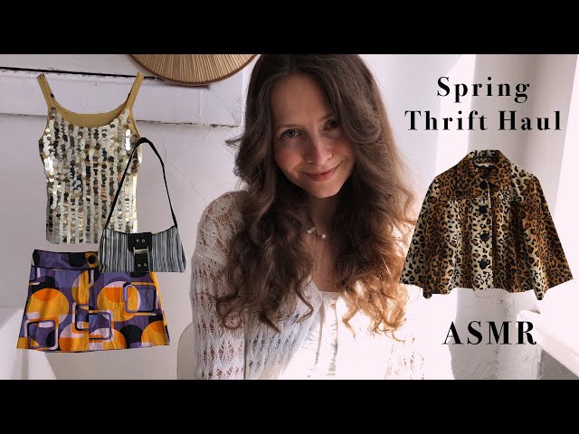 ASMR Cutest Spring Thrift Haul 🩵 Relaxing Tingles, Bag Tapping, Fabric Sounds 🩵 Soft Spoken 🩵