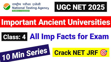 Class 4: All Important Ancient Universities Facts in 10 Minutes | Higher Education |UGC NET Paper 1