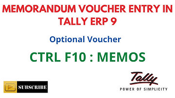 Memorandum Voucher Entry In Tally ERP 9 | Use of Memorandum Voucher In Tally ERP 9