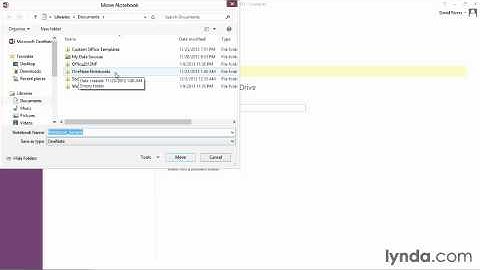 Sharing and moving notebooks from the Course OneNote 2013 Essential Training
