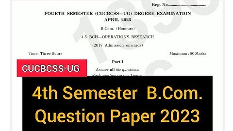 OPERATIONS RESEARCH          |          4th Semester   B.Com.  Question Paper 2023  #calicut