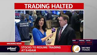 Trading halted after US stock market drops 7%, resumed at 9:49 am on Monday March 9, 2020