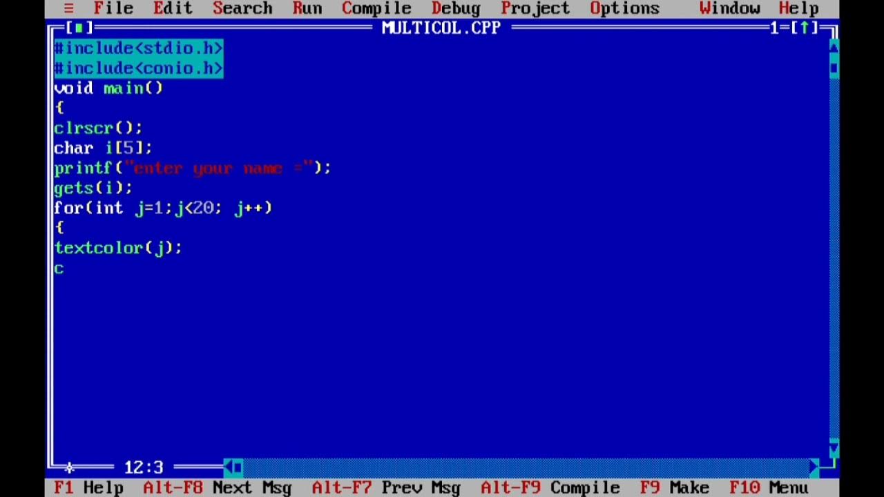 how to print your name in multiple color in c programming in turboc ...