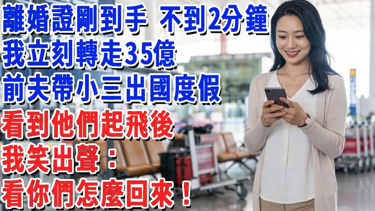 離婚證剛到手 不到2分鐘，我立刻轉走35億，前夫帶小三出國度假，看到他們起飛後 我笑出聲：看你們怎麼回來！#小娟講故事 #情感故事 #老年生活