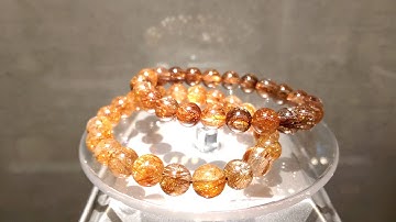 Vòng tay thạch anh tóc đỏ đồng VIP trong vắt titan cực mạnh 8ly