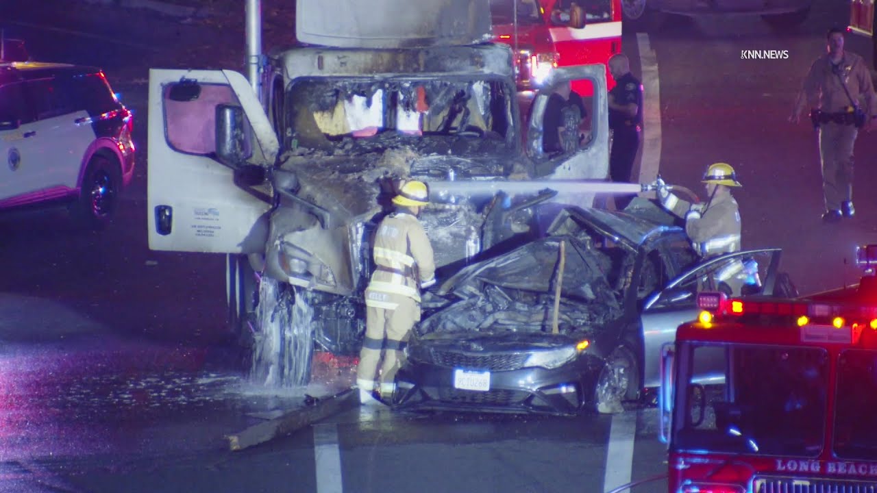 Stolen Vehicle Pursuit Ends in Fiery Crash on 710 Freeway in Long Beach ...