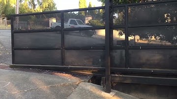 Sloped Cantilever gate from the inside of the driveway