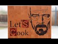 A Breaking Bad cutting board, all steps with a big mess up