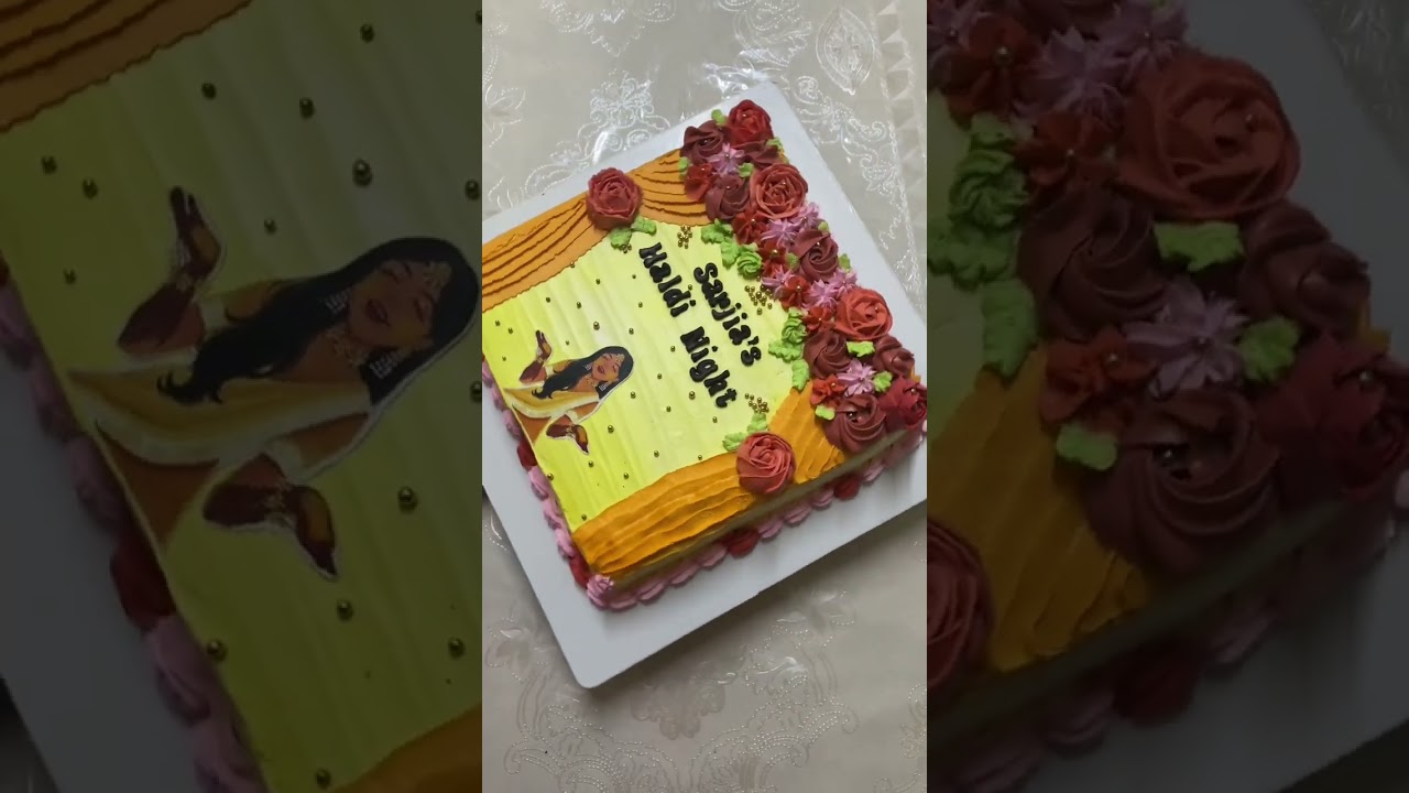 Haldi night cake  decoration🌸🌸🌸 