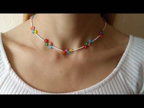 Boncuktan Çiçekli  Kolye Yapımı || How to make beaded flower necklace?