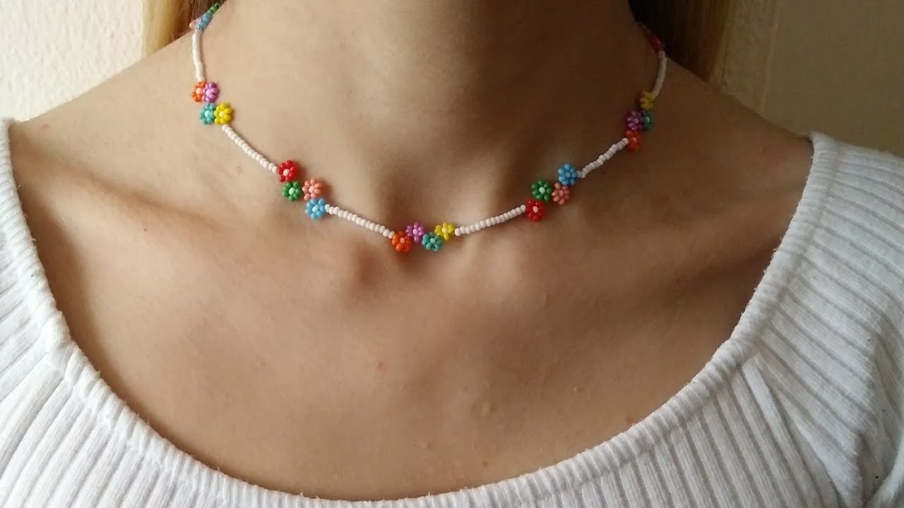 Boncuktan Çiçekli  Kolye Yapımı || How to make beaded flower necklace?