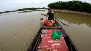 pesca ribeirinha no AMAZONAS/ jacaré preso na malhadeira...