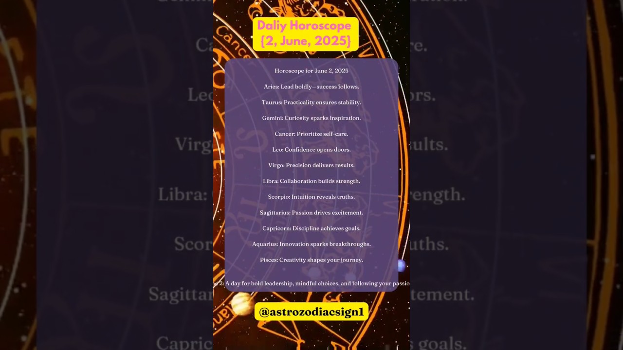 31Horoscope Highlights: Insights for All 12 Zodiac Signs on June, 2, 2025 ✨. 