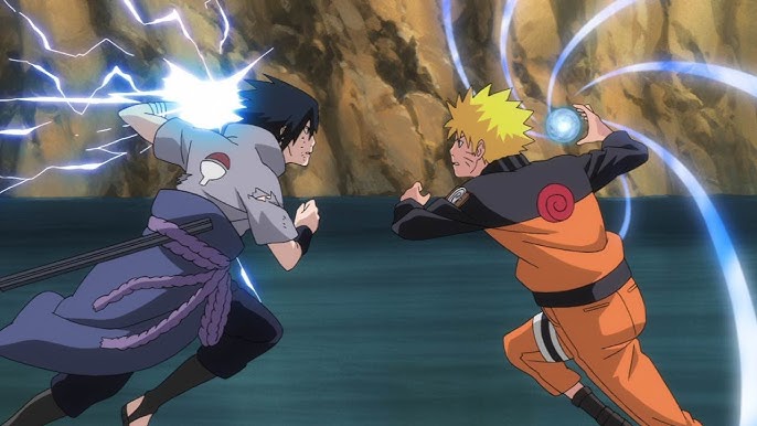 Enfrente Itachi e Naruto lutando contra Sasuke para colorir