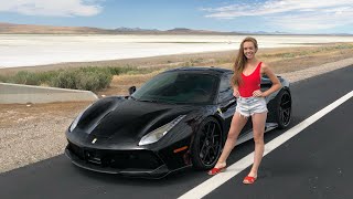 Her first drive in a 750hp ferrari ...