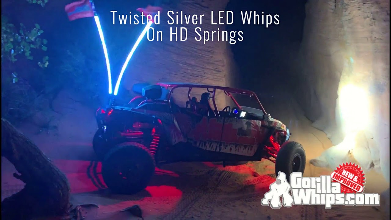 4' LED Whip Twisted Silver Pair