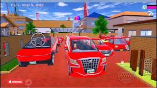 Collection of red cars, a bus at boy's home near cherry cat cafe 🚘🚍🚔 sakura school simulator 🤩🥳✅