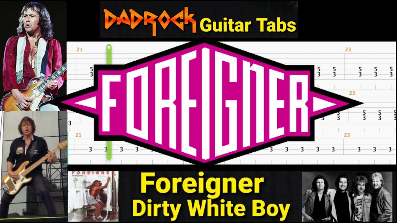 Dirty White Boy Foreigner Guitar + Bass TABS Lesson YouTube