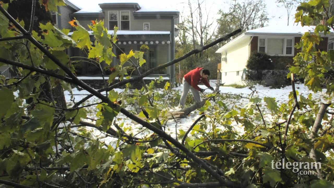 October snowstorm clean up - YouTube