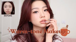 [무쌍메이크업] Light Warm Makeup for Monolids 🍂 | Soft Brown & Orange