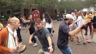 Devotees Chant Hare Krishna Before UF/FSU Game and Fans of Both Dance and Play Instruments
