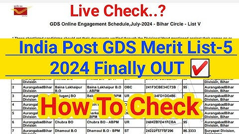 Indian Post GDS Merit List-5 OUT 2024 ? India Post GDS Merit List-5 Kaise Check kere? How To India??