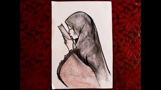 Girl with Qur’an Drawing | Girl Kissing Qur’an | Hijab Girl with Qur’an Drawing | Pencil Drawing screenshot 5