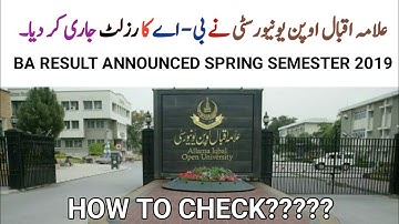 AIOU Allama Iqbal Open University Spring Semester 2019 Result | BA Result Announced | AIOU Admissio