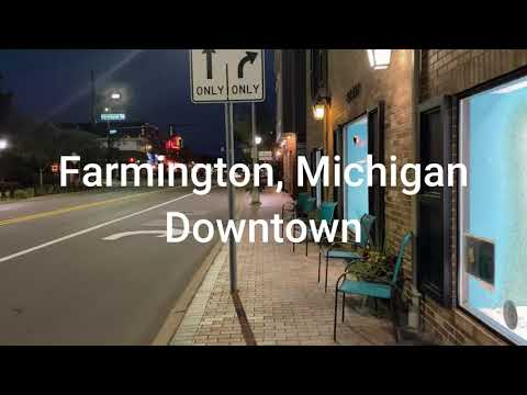 Night Walking in Farmington, MI Downtown (4K)