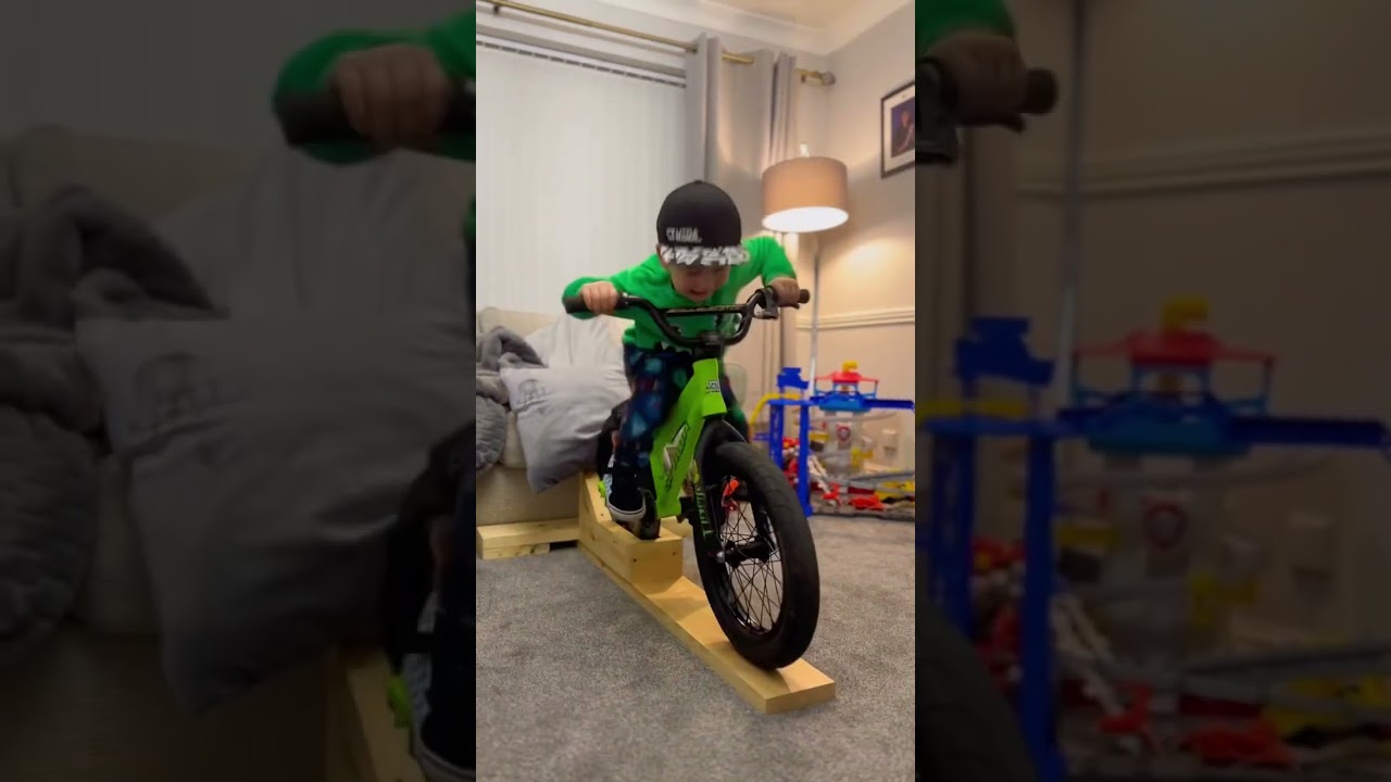 Indoor Fun! Little Kid learning BMX Tricks!
