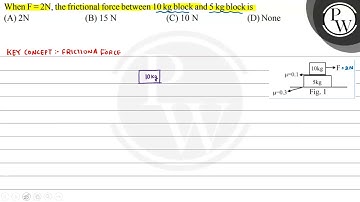 When \( \mathrm{F}=2 \mathrm{~N} \), the frictional force between \( 10 \mathrm{~kg} \) block an...