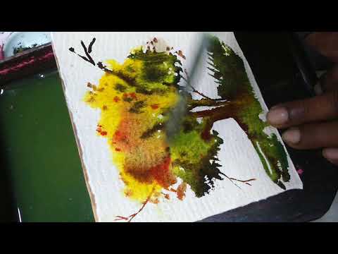 জলরঙে আপনি কীভাবে একটি গাছ আঁকবেন. How you will paint a tree by water color