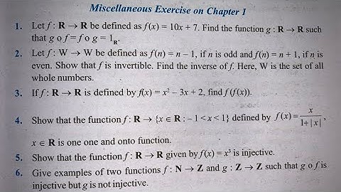 MISCELLANEOUS EX Q1 TO Q11 SOLUTIONS OF RELATIONS AND FUNCTIONS NCERT CHAPTER 1 CLASS 12th(PART1)