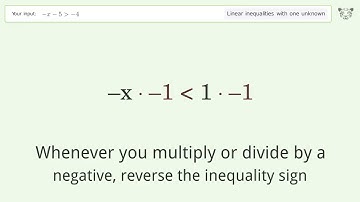 Solving Linear Inequalities: -x-5 is Greater Than  -4