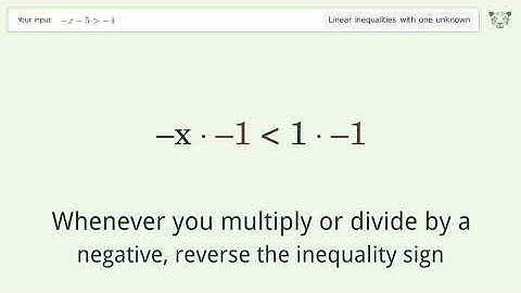 Solving Linear Inequalities: -x-5 is Greater Than  -4