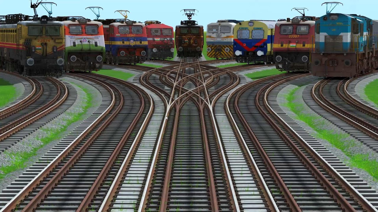 9-TRAINS CROSSING FROM WHITE BRIDGE RAILROAD TRACKS RISKY RAILROAD TRACKS/ beamng Train 