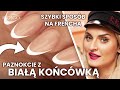 French malowany - Szybki sposób na paznokcie z białym paskiem! Przedłużanie paznokci | Indigo Nails