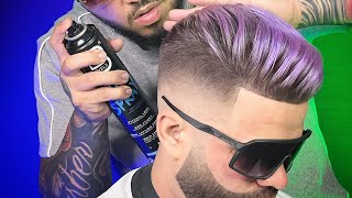 High Fade pompadour haircut