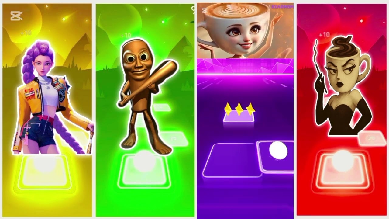 Kpop demon hunters VS Ballerina Cappuccino VS Tung Tung sahur Tiles Hop EDM Rush 