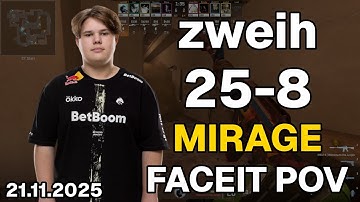 zweih (25-8, 3.12 K/D) Mirage | FACEIT POV DEMO CS2 | Nov 21, 2025 13:36 UTC