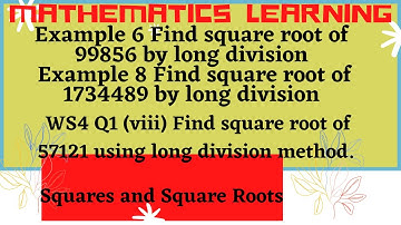 Square Root by Long Division Method| DAV Class VIII Mathematics | Example 6,8, WS4 Q1(viii)