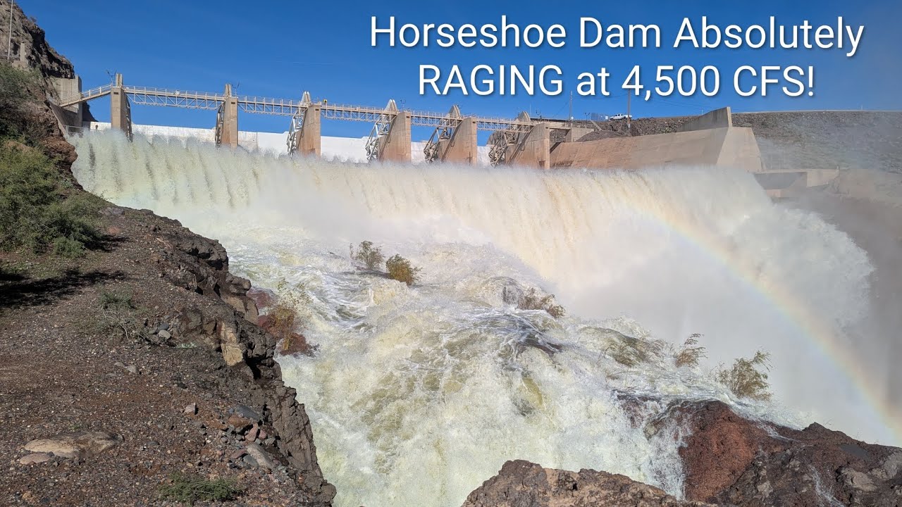 Horseshoe dam Arizona RAGING @ 4500 CFS. Spillway Chaos! (2025)