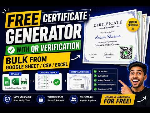 How to Create Verifiable Certificates in Bulk — Free (Google Sheets or CSV→ 1000s in Minutes)