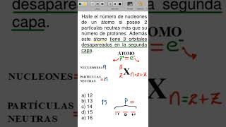 #química Halle el número de nucleones de un átomo si posee 2 partículas neutras más que protones