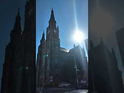 View of the Church of Saint Stanislaus Kostka in the autumn sun