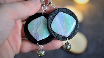 magic opal stone earrings from polymer clay tutorial FIMO DIY jewelry