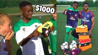 Kid with his dream $100 football boots ...