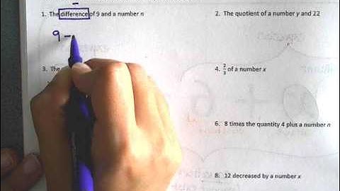 Algebra 1 Translating Expressions and Equations Video