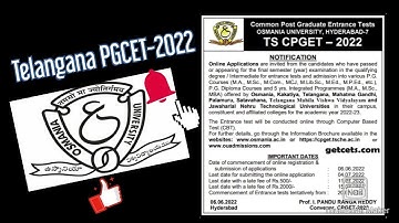 //TS CPGET-2022  Applications //PG ENTRANCE in TS 2022 Notification//OU//Life Dream Education//
